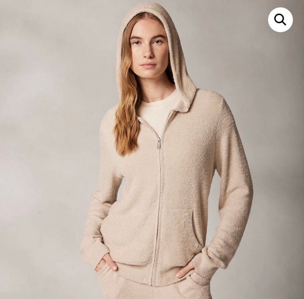 Kashwere Women's Slim Fit Full Zipper Long Sleeve Hoodie oatmeal M NWT
